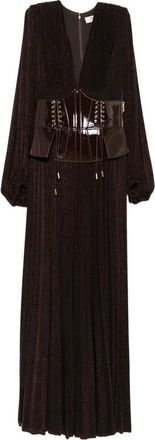 Elisabetta Franchi Maxi Jurk - Dames - Maxi kleedjes - Bruin - S - Satijn - Kleedjes