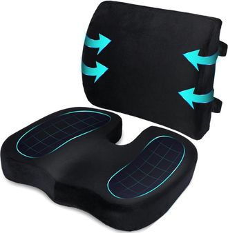 OEM Coj&iacute;n Para Silla, Coj&iacute;n Lumbar, Coj&iacute;n Lumbar Para Silla De Oficina, Coj&iacute;n De Espuma Viscoel&aacute;stica, Antideslizante Para Asiento Y Respaldo De Videojueg
