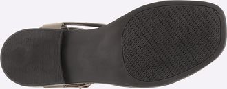 Heine Sandale HEINE, Damen, Gr. 36, khaki, goldfarben, Glattleder, Leder, Rindsleder, Schuhe Sandale