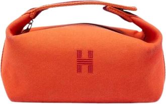 Herm&egrave;s Pre-owned Handbags, female, Orange, Size: ONE SIZE Pre-owned Canvas Pouch
