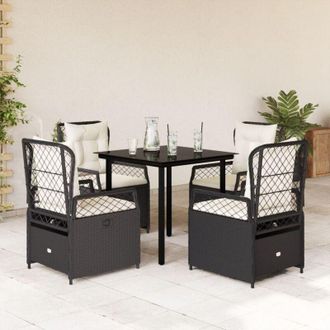 vidaXL Set De Muebles Jard&iacute;n 5 Pzas Con Cojines Rat&aacute;n Sint&eacute;tico Negro Vidaxl