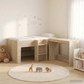 vidaXL Vidaxl Letto Alto Per Bambini Con Scrivania 2 Pz Rovere Sonoma