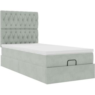 vidaXL Estructura Cama Otomana Colchones Gris Claro 90x190cm Vidaxl