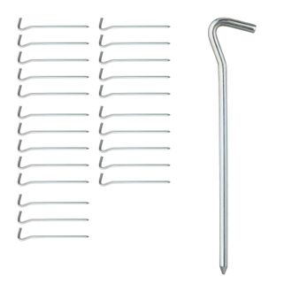 Relaxdays Relaxdays - Piquetas Camping Set 24, Redondas, Suelo Normal Y Duro, Estacas Acampada, Hierro Galvanizado, 18 Cm, Plateado