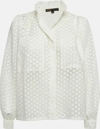 Maje White Floral Pattern Chiffon Sheer Shirt