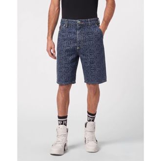 Philipp Plein Denim Formentera Shorts Monogram Basic Men in Blue Storm at Nordstrom, Size 33