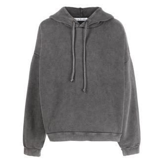 Acne Studios Hoodies, male, Gray, XS, Grey Logo Patch Cotton Hoodie