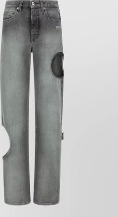 Off-white denim cutout straight-leg jeans