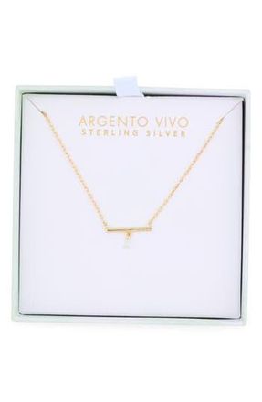 Argento Vivo CZ Bar Pendant Necklace in Gold at Nordstrom Rack