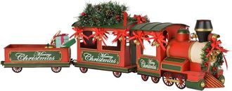 Decoris Trenino natalizio in ferro con 2 vagoni e fiocchi decorazione per villaggio di Natale da 92 cm