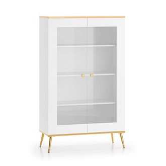 Petits Meubles Vajillero 2 puertas y dorado fachada de mdf blanco