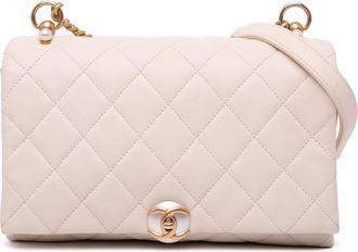 Chanel Pre-owned Womens Quilted Pearl Crossbody - Ivory Leather - One Size