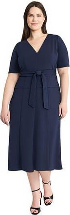Maggy London Tie Waist Midi Dress in Navy Blazer at Nordstrom Rack, Size 20W