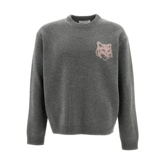 Maison Kitsun&eacute; Maglione con intarsio Fox Head - - Knitwear - Uomo - Grigio - S