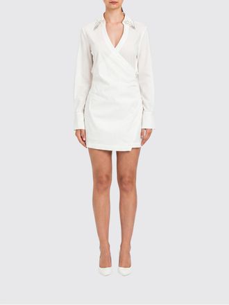 Twin-Set Jewel-Collar Cotton-Blend Wrap Chemisier Mini Dress