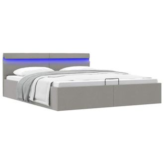 vidaXL Vidaxl - Giroletto Con Contenitore E Led Grigio Chiaro Tessuto 180x200cm