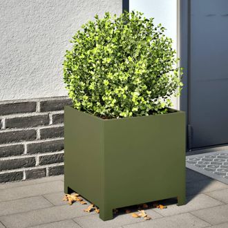 Berkfield Home Garden Planters 2 pcs Olive Green 40x40x40 cm Steel | Size: 40 x 40 x 40 cm
