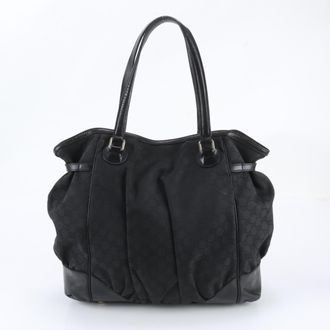 Gucci Black Leather Nylon Handbag Shoulder Bag Tote Bag (Pre-Owned)