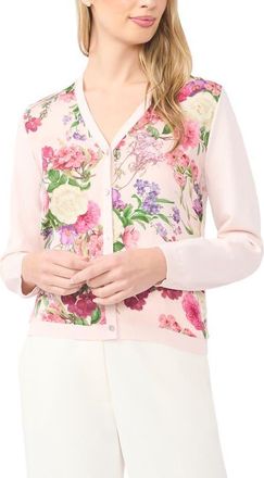 Ted Baker Lisa Mixed Media Cardigan in Cloud Pink at Nordstrom, Size X-Small