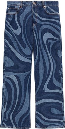 Pucci Marmo-print straight-leg jeans - men - Cotton/Spandex/Elastane - M - Blue