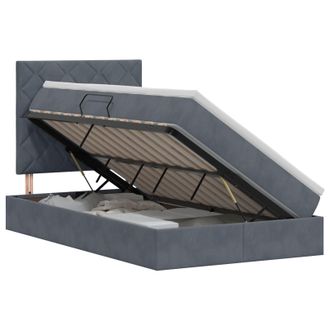 vidaXL Cama Con Almacenamiento Y Colch&oacute;n Gris Oscuro 120 X 200 Cm Vidaxl