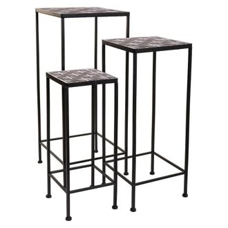 Wanderlust Deco Wanderlust Deco - Set 3 Soportes De Macetas De Metal Negros