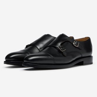 Oliver Sweeney Mens Calf Leather Double Monk Shoes - Black - Size UK 7.5