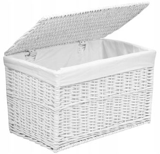 OEM Ba&uacute;l De Mimbre De 105 Litros, 66x40x40 Cm, Blanco