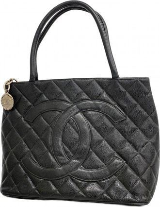 Chanel Black Grained Calfskin Tote Bag (Pre-Owned)