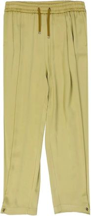 Herno Cropped Trousers, female, Yellow, Size: S Satin Wide Pants