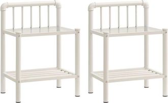 vidaXL Vidaxl - Mesitas De Noche 2 Unidades Metal Vidrio Blanco Y Transparente