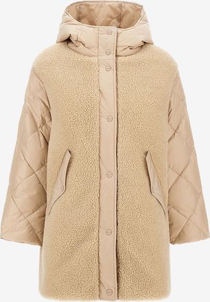 Herno Mantel aus Teddy-Fleece und gestepptem Nylon