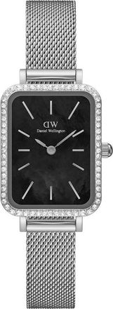 Daniel Wellington Womens DW00100667 Ladies Quadro Black Lumine Silver 20mm Watch - One Size