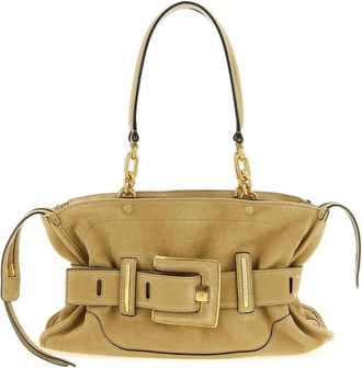 Balmain Anthem Schoudertas - Dames - Schoudertassen - Beige - ONE Size - Su&egrave;de - Tassen