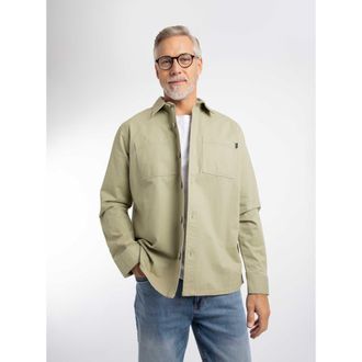 Weird Fish Bear Workwear Twill Overshirt in Laurel Green at Nordstrom, Size Xxx-Large
