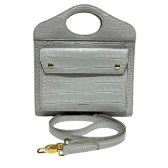 Burberry Pre-owned Handbags, female, Gray, Size: ONE SIZE Pre-owned Leather 2way Bag