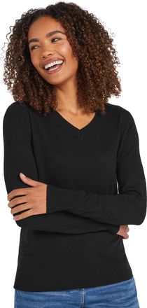 M&Co Womens Long Sleeve V-Neck Jumper - Womens Black