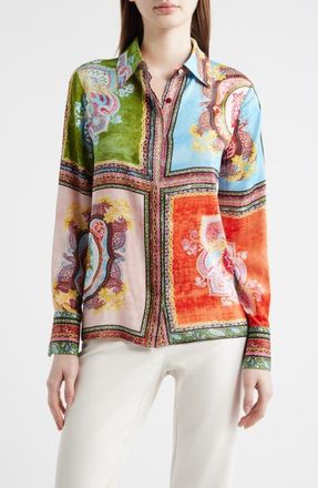 Elie Tahari Johanna Kaleidoscope Button-Up Shirt in Kaleidoscope Print at Nordstrom, Size X-Small