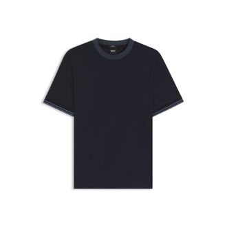 BOSS Contrast-tipping slim-fit T-shirt in mercerised cotton