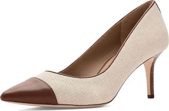Lauren Ralph Lauren Lanette III Canvas Leather Pumps Womens Shoes Natural/Buff/Lauren Tan : 5.5 B - Medium