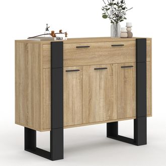 IDMarket Credenza Phoenix 100 Cm Con 3 Ante E 1 Cassetto, Legno E Nero
