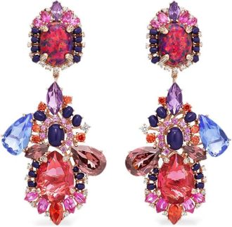 Anabela Chan 18kt rose gold multi-stone chandelier earrings - women - Lab-Grown Synthetic Opal/Lab-Grown Simulated Lilac Amethyst/Lab-Grown Simul