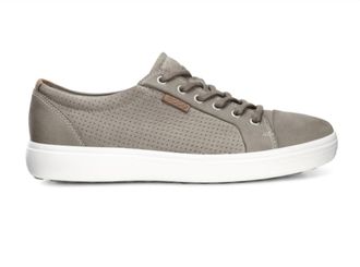 Ecco Mens Soft 7 Perf Tie Shoes In Moon Rock