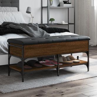vidaXL Vidaxl - Banco Zapatero Madera De Ingenier&iacute;a Marr&oacute;n Roble 102x42x45 Cm