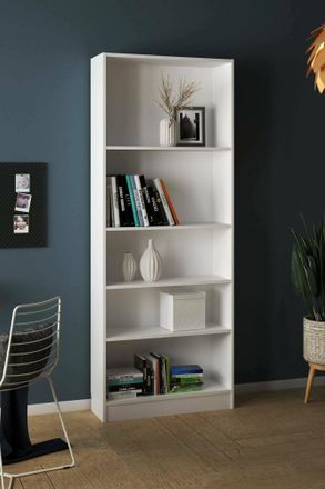 Dmora Dmora - Librer&iacute;a Con Cinco Compartimentos, Color Blanco, 79 X 107 X 27 Cm, Con Embalaje Reforzado