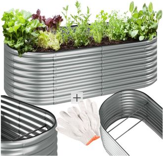 TecTake Tectake - Letto rialzato Flormma, 942l, zincato, 200x100x60cm - Fioriera, orto, vaso da giardino