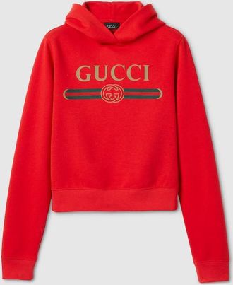 Gucci Cotton Jersey And Cashmere Sweatshirt With Print, Red, Ready-to-wear