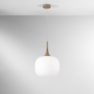 Luce-Ambiente-Design L&aacute;mpara Colgante Moderna Con Luz De Vidrio Opalino Blanco Jaipur