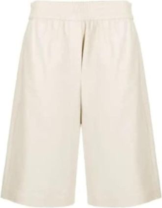 Brunello Cucinelli Off White Leather Bermuda Shorts, Brand Size 44 (US Size 10)