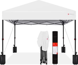 Best Choice Products 8x8ft Easy Setup Pop Up Canopy w/ 1-Button Setup, Wheeled Case, 4 Weight Bags
